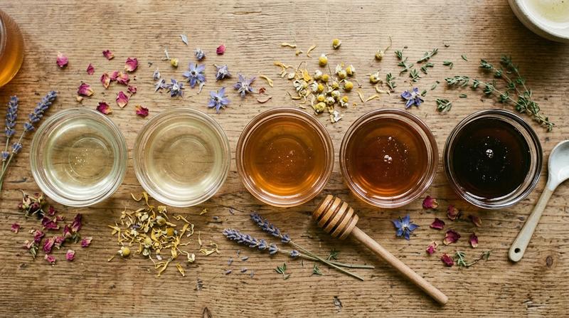 Honey varieties from around the world — golden bowls of different regional honeys